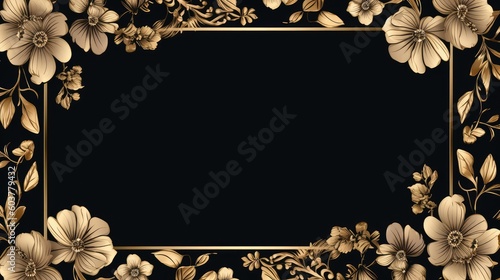 Vintage card frame with golden floral ornament borderc reated using generative AI tools