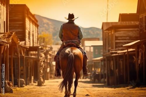 Cowboy on horse wild west. Generate Ai © nsit0108