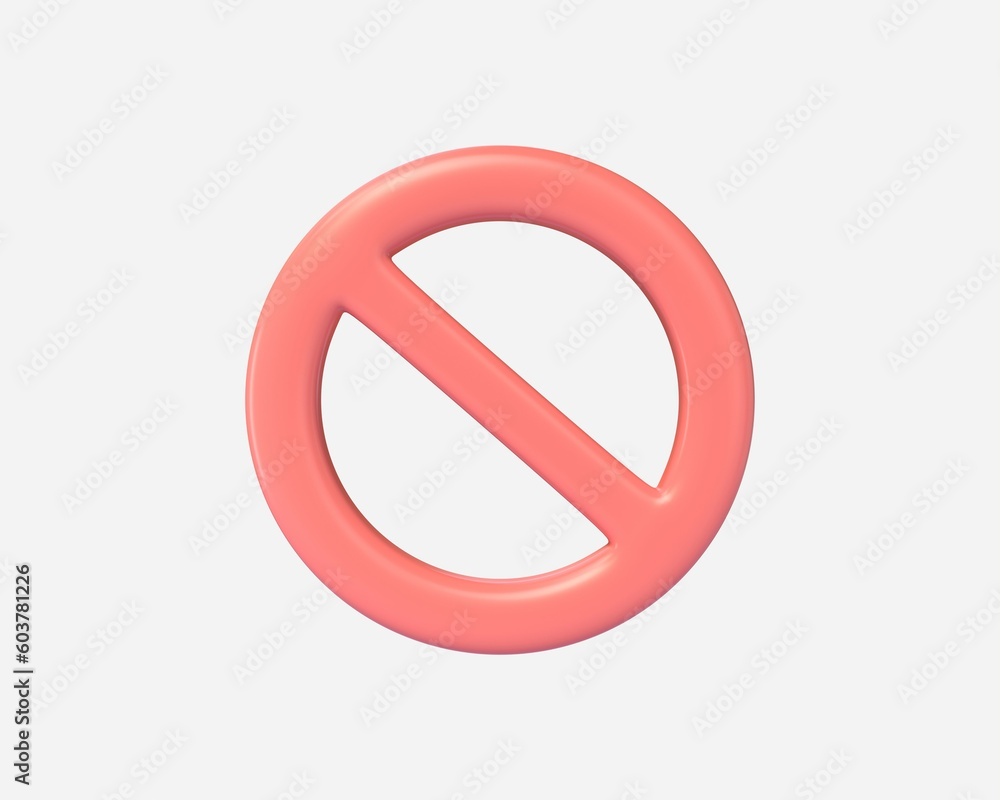 3d Red-colored banned sign. illustration isolated on white background. 3d rendering 3d Red-colored banned sign. illustration isolated on white background. 3d rendering
