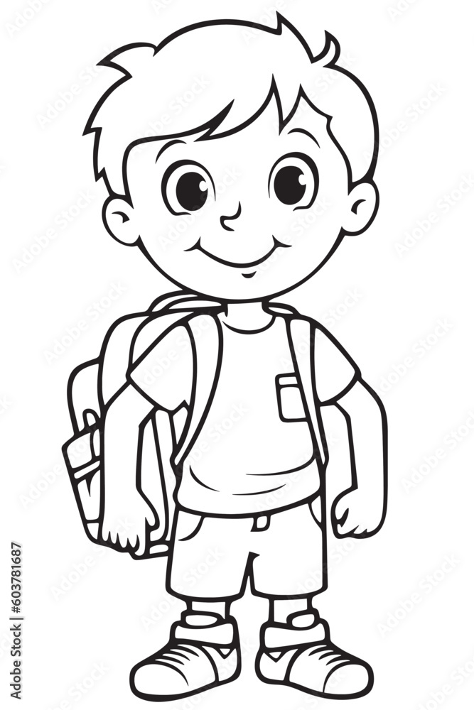 Black and white coloring pages for kids, simple lines, cartoon style, happy, cute, funny, The drawings in the children's coloring book are depicted in a series of different professions.