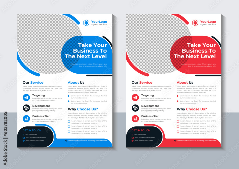 Obraz premium Modern Business Flyer Design, Creative Marketing Agency Flyer Template, Corporate, Annual Report, layout, Vector Illustrator