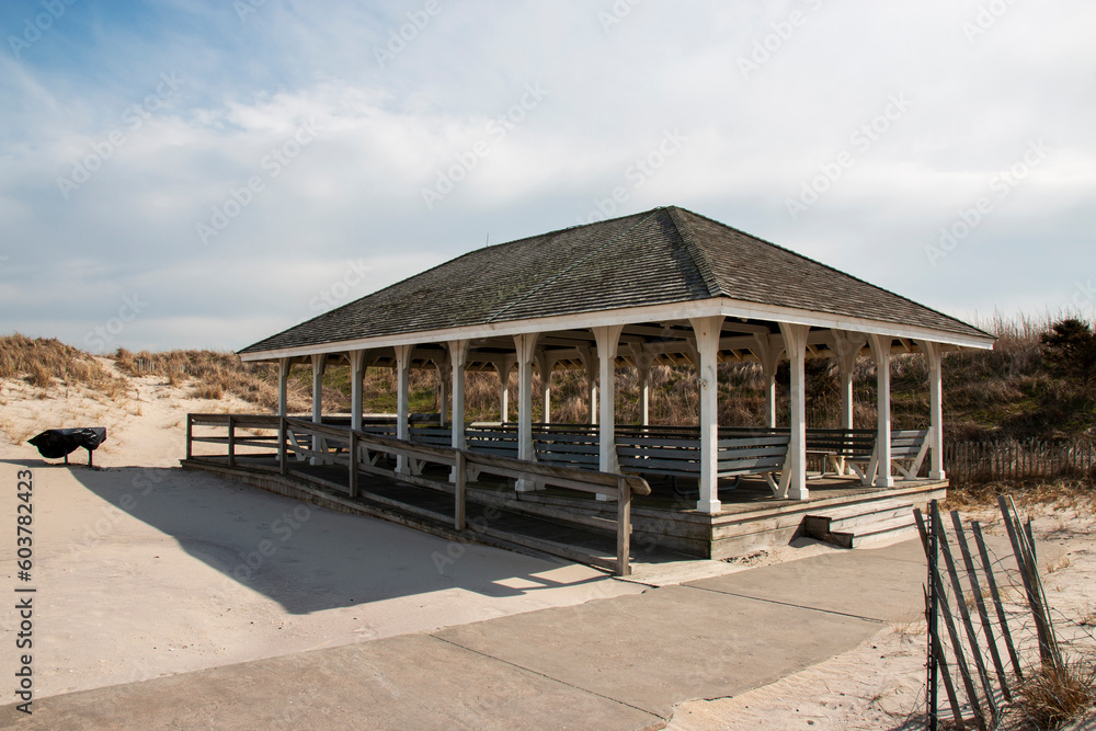 Picnic pavilion at Robert Moses field three beach Picnic pavilion at Robert Moses field three beach