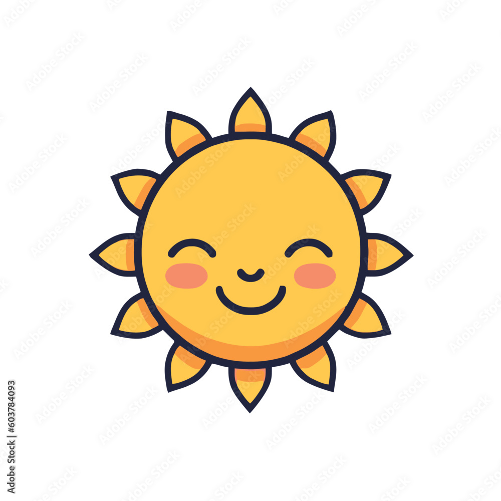 Cute sun icon on a white background. Flat style. Vector illustration Cute sun icon on a white background. Flat style. Vector illustration