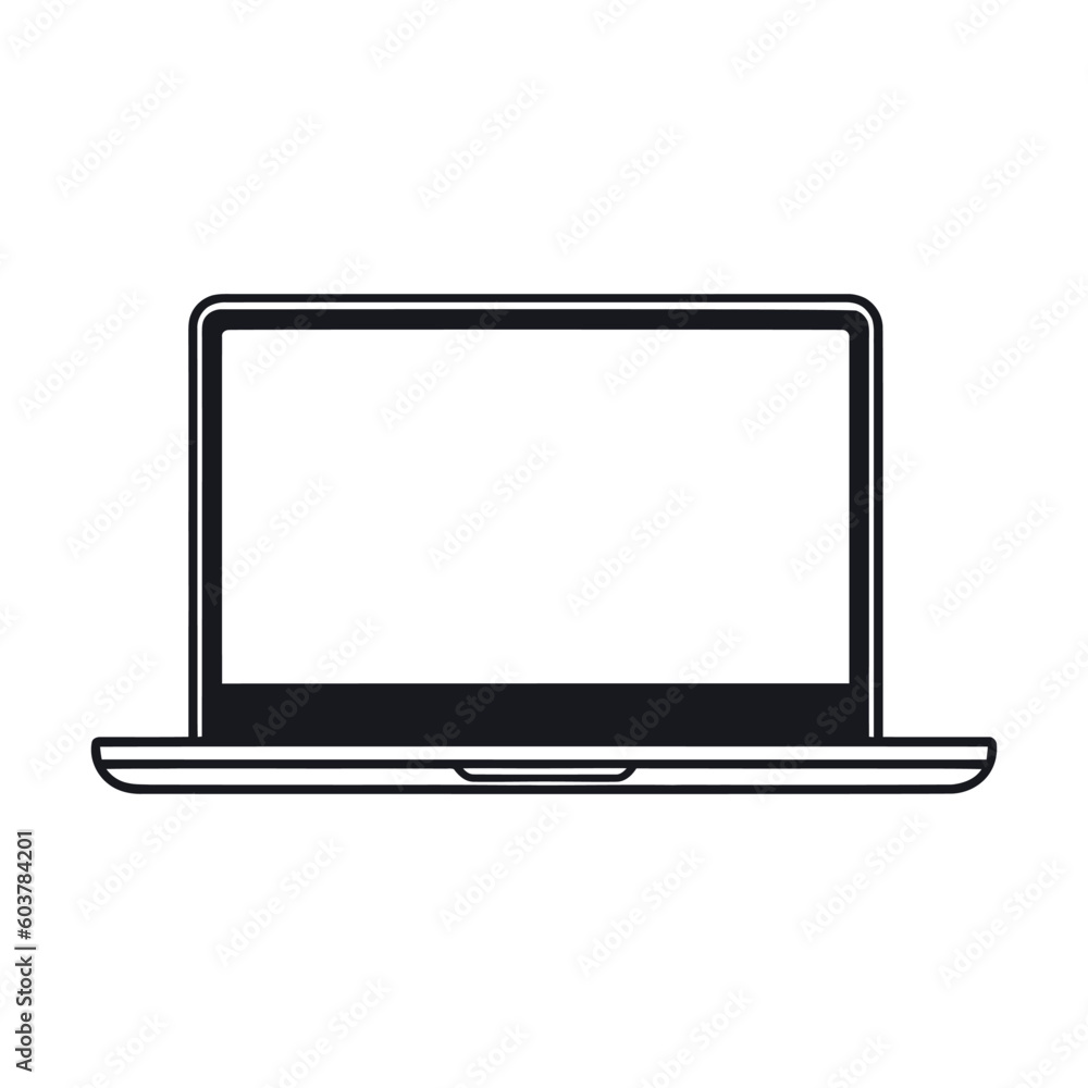 Black laptop icon on a white background. simple design. Vector illustration Black laptop icon on a white background. simple design. Vector illustration