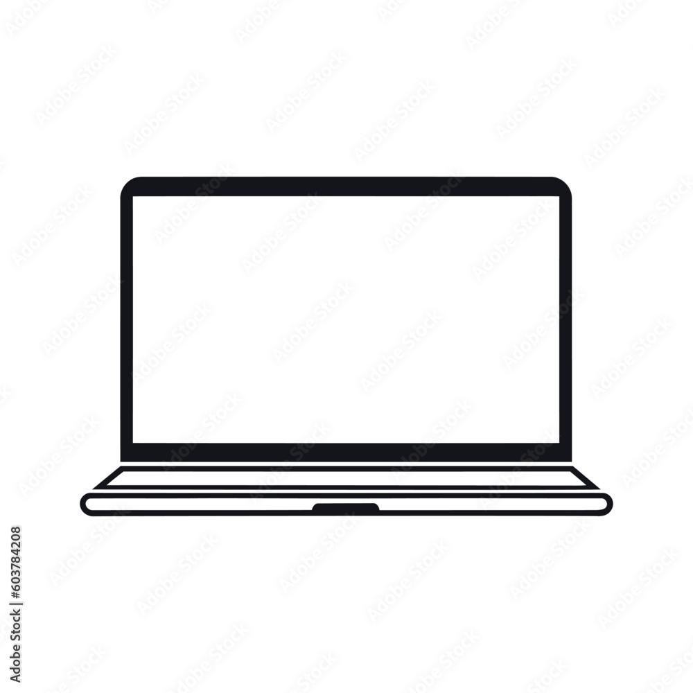 Black laptop icon on a white background. simple design. Vector illustration Black laptop icon on a white background. simple design. Vector illustration