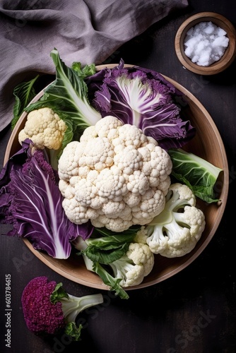 fresh Cauliflower in the salad bowl photo