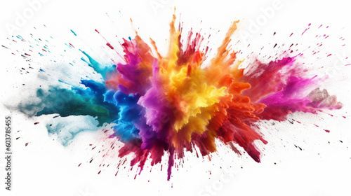 Rainbow powder dust explosion  background color. Abstract powder splash paint explode texture wallpaper concept cloud creative dust. Ink rainbow smoke design. Generative AI illustration