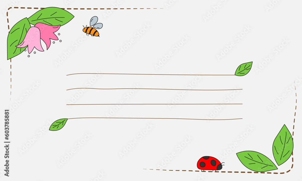 Notepaper, Frame, Nature, Doodle, Flower, Plant, Cartoon Illustration ...