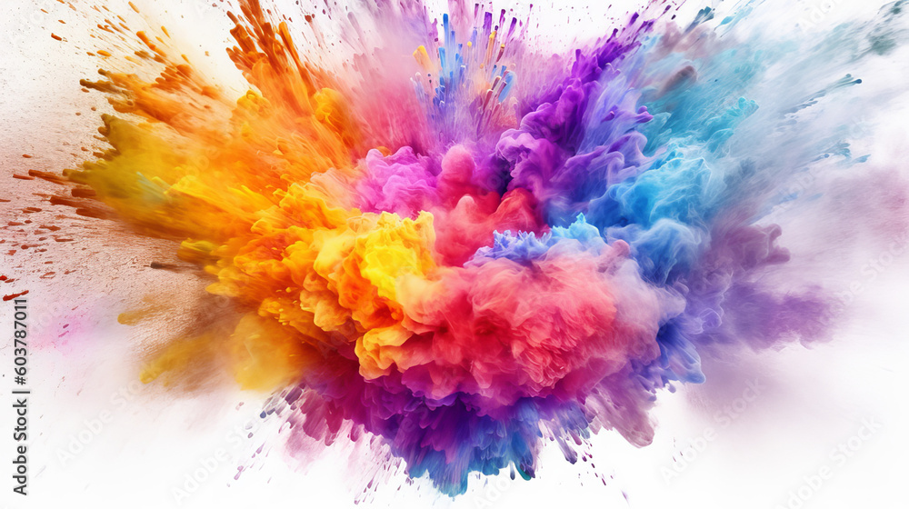 Rainbow powder dust explosion, background color. Abstract powder splash paint explode texture wallpaper concept cloud creative dust. Ink rainbow smoke design. Generative AI illustration Rainbow powder dust explosion, background color. Abstract powder splash paint explode texture wallpaper concept cloud creative dust. Ink rainbow smoke design. Generative AI illustration