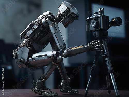 Robot Photographer or AI futuristic Robotic technology Machine Photography 