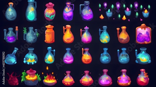 Generative AI. Play potion bottles 