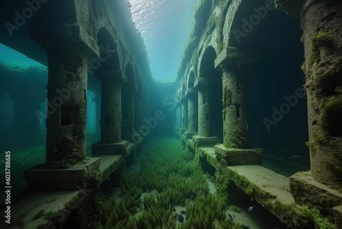 ruins of the underwater city  created with AI  AI  generative AI