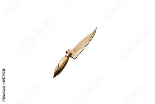 Gilded Precision: Golden Knife on Transparent Background. Generative AI