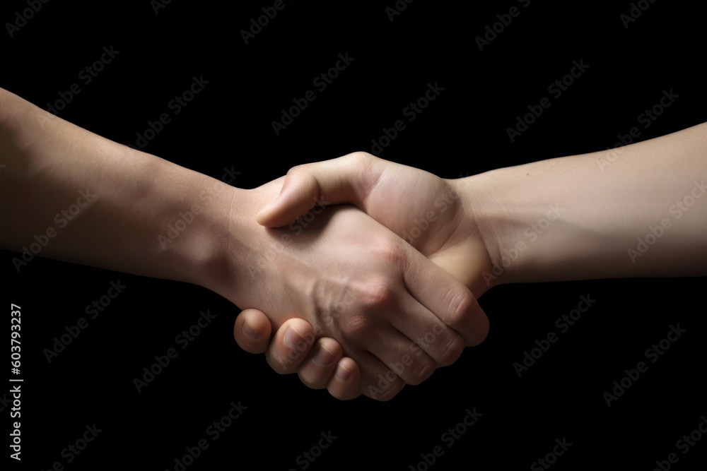 Handshake isolated on black background Handshake isolated on black background