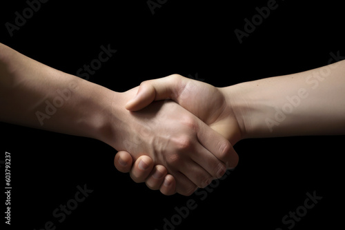 Handshake isolated on black background
