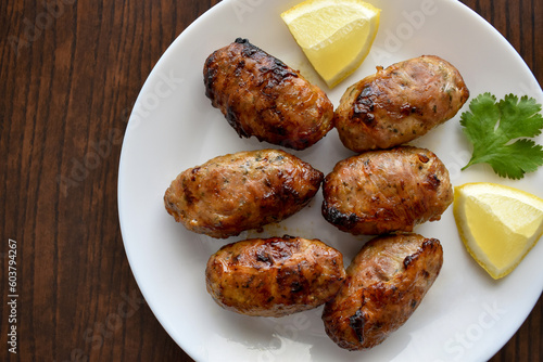 Tableau sur toile Sheftalia Cypriot lamb and pork Sausage