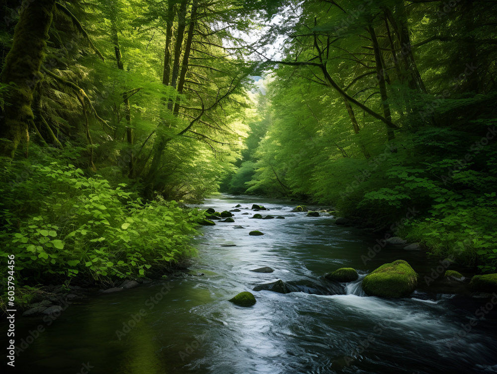 Fototapeta premium River flowing through the woods