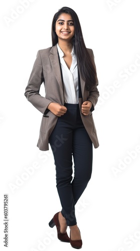 standing beautiful indian business student happy generative ai 