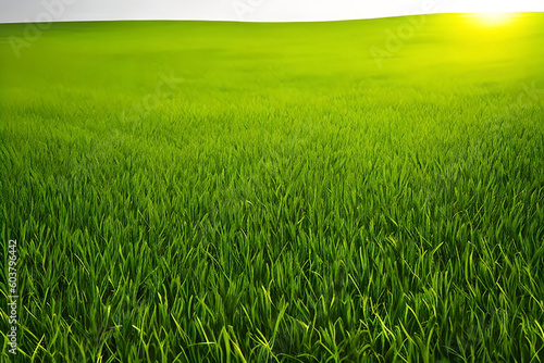 fresh spring green grass brhind white background