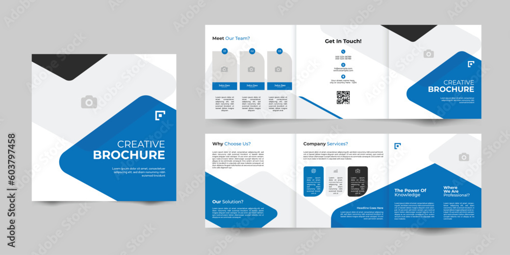 modern corporate business square trifold brochure template 