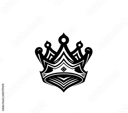 Black crown on a white background. Flat vector illustration for logo