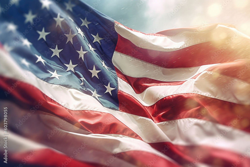USA national flag against nature background. Waving american flag as ...