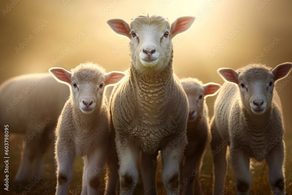 sheep and lambs looking at the camera sheep and lambs looking at the camera