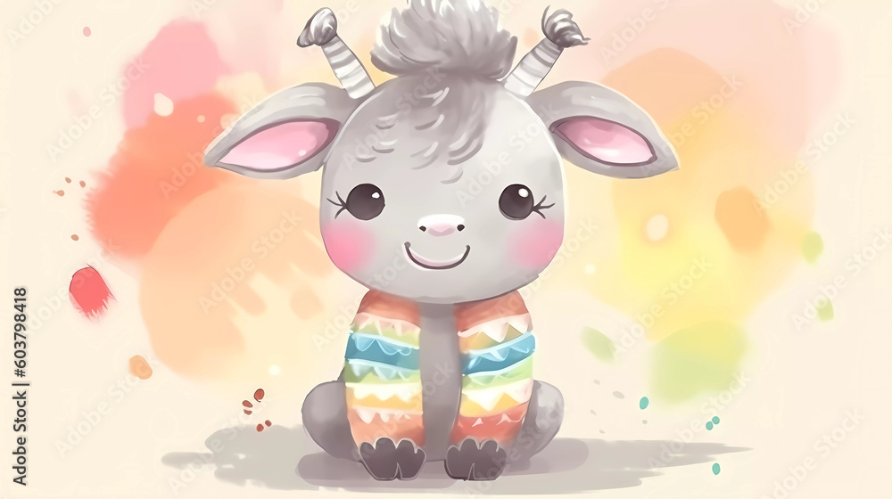 Süßes Aquarell Alpaka Lama gezeichnet Tier Kinder Baby Motiv AI Generated Süßes Aquarell Alpaka Lama gezeichnet Tier Kinder Baby Motiv AI Generated
