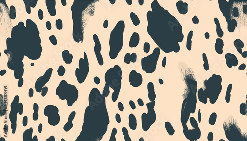 Minimal hand drawn abstract pattern with leopard skin. Collage modern print. Fashionable template for design