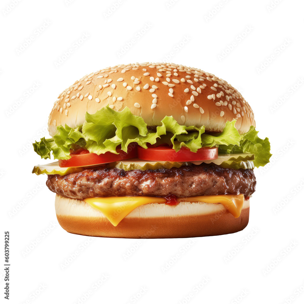 tasty burger isolated. Illustration AI Generative. tasty burger isolated. Illustration AI Generative.