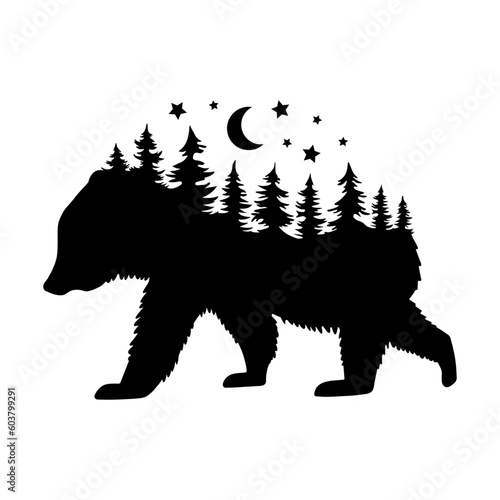 Grizzly Bear and Forest, Moon and Stars