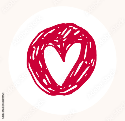 Hand drawn heart vector logo or icon, brush stroke painted heart symbol, sketch doodle graphic design element.