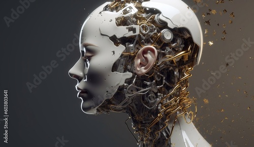 robotic head style of futuristic