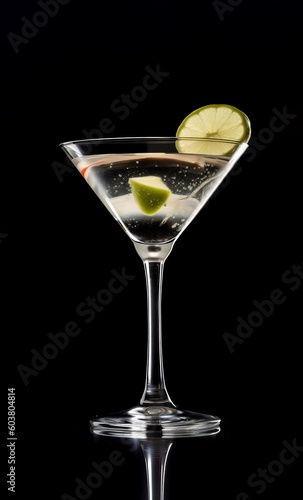 Product shot of Martini Cocktail on black background created with Generative AI technology