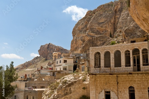 View of the countryside and the village of Maaloula. Syria.