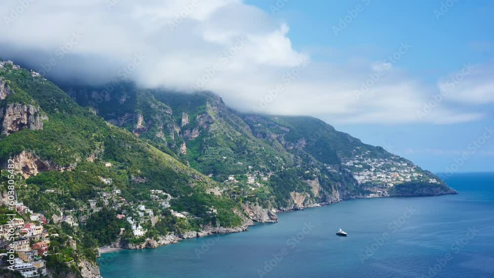 Clouds rolling above the coastline of Positano, Italy. Clouds rolling above the coastline of Positano, Italy.