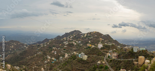 Panoramic views across the Faifa mountains in Jazan region of Saudi Arabia photo