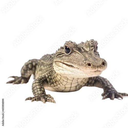 baby crocodile on a transparent background, Generative ai