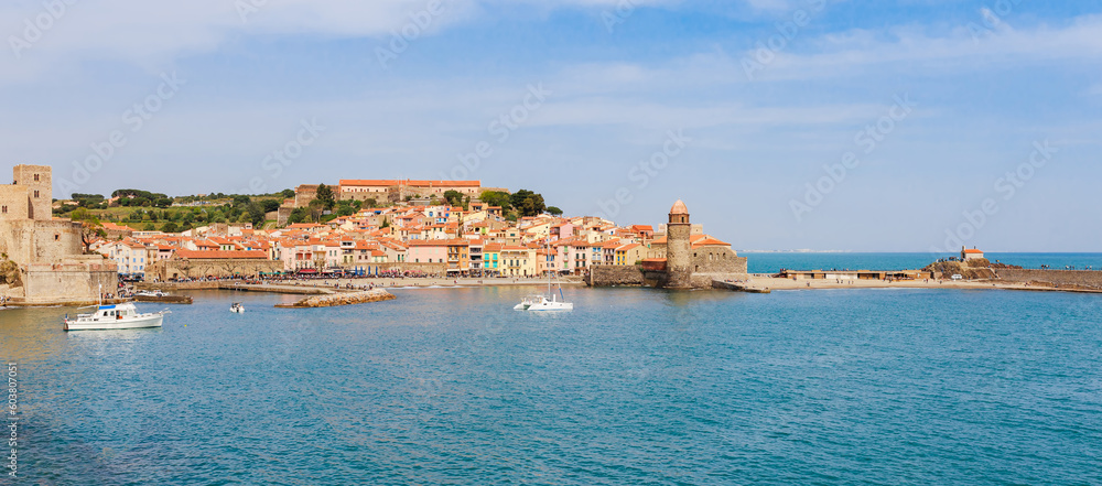 View on Collioure harbour, Languedoc-Roussillon, France, Europe
