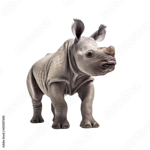 baby Rhinoceros on a transparent background  Generative ai