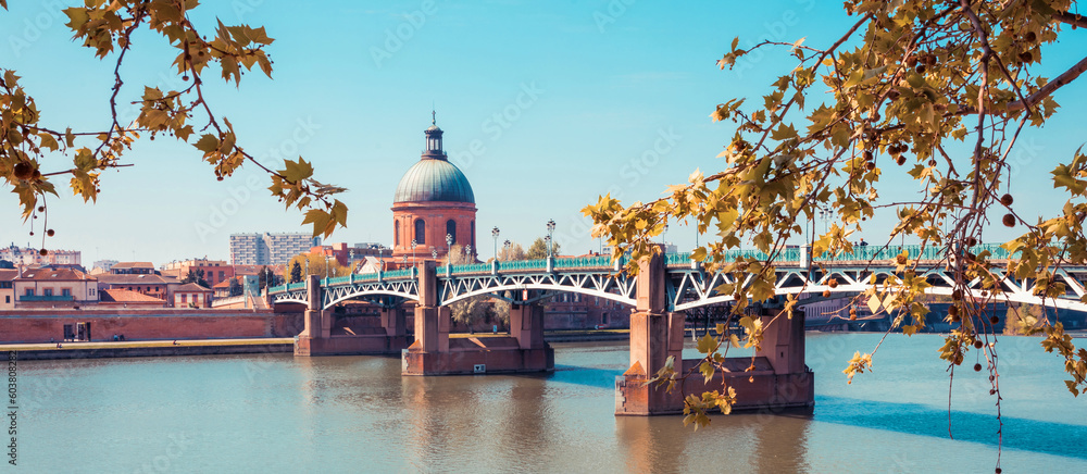 Toulouse city, France. Cityscape with Garonne river and La Grave dome