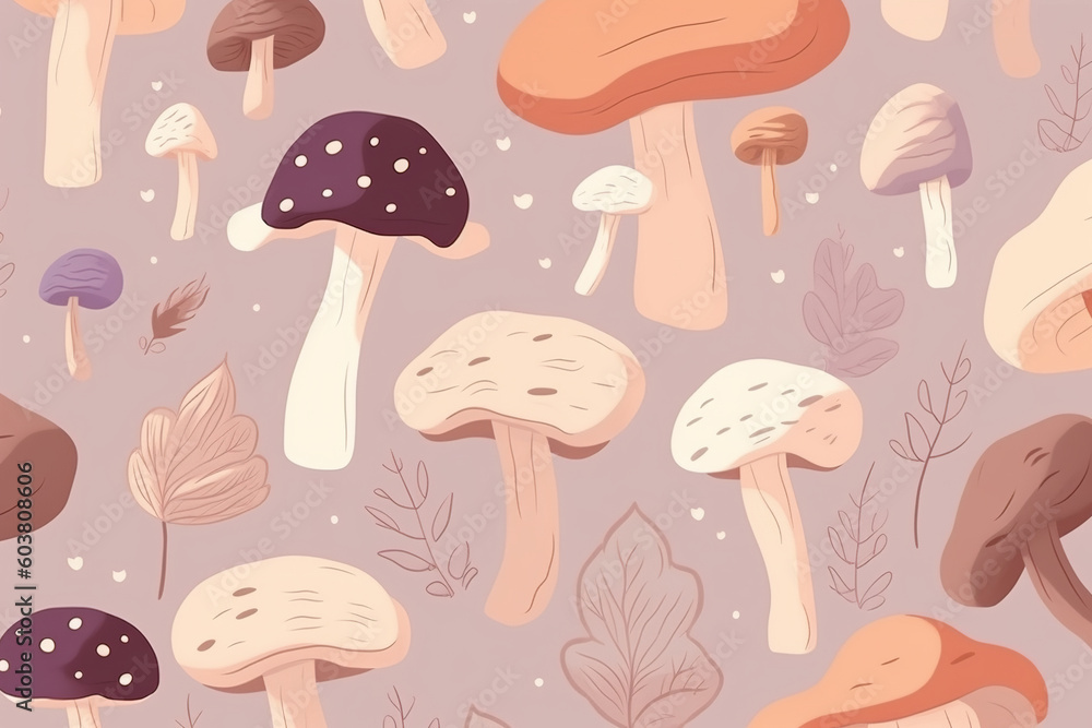 Background with mushrooms. AI generated image. Background with mushrooms. AI generated image.