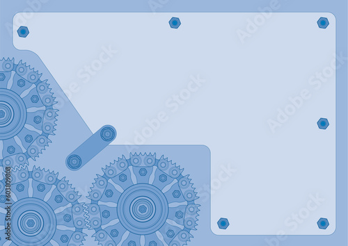 Blue background of gearwheel wit space for copy text