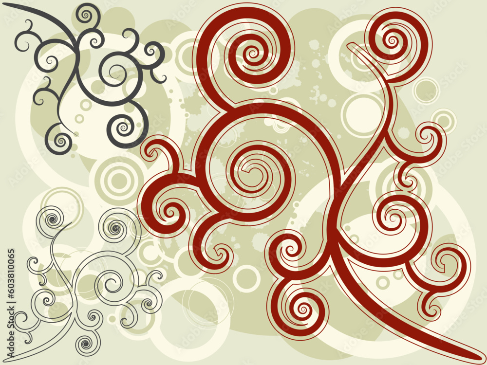 Retro vector rings and floral motif with various color combination. Retro vector rings and floral motif with various color combination.