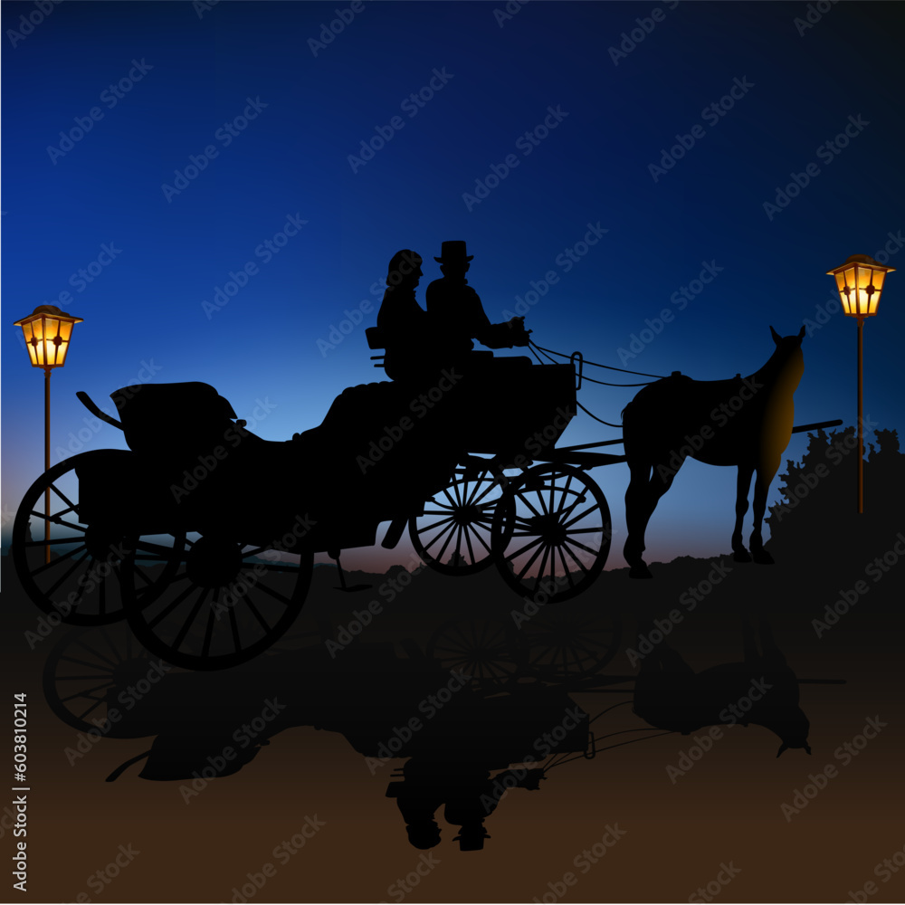 Carriage Silhouette B - High detailed and coloured vector illustration.