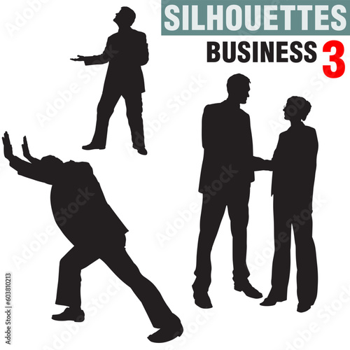Silhouettes - Business 3 - high detailed black and white illustrations.