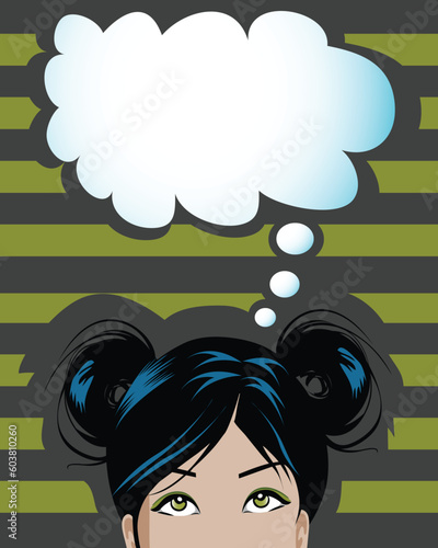 illustration of a woman having a thought balloon