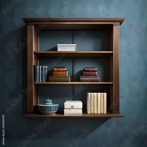 wooden shelf with books