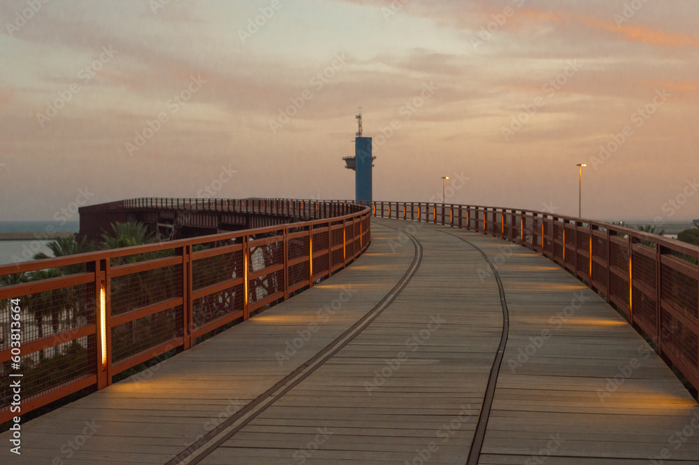 train track at sunset