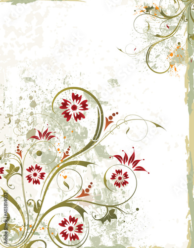 Grunge paint floral background , element for design, vector illustration